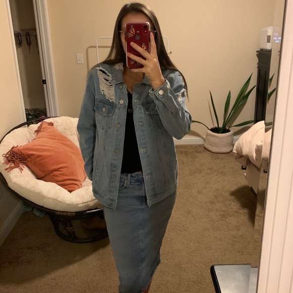 Miss London Jackets & Blazers - Ripped Jean jacket